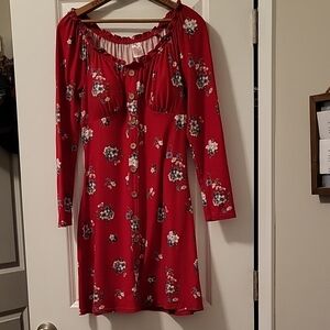 No Boundaries Red Floral Midi Dress